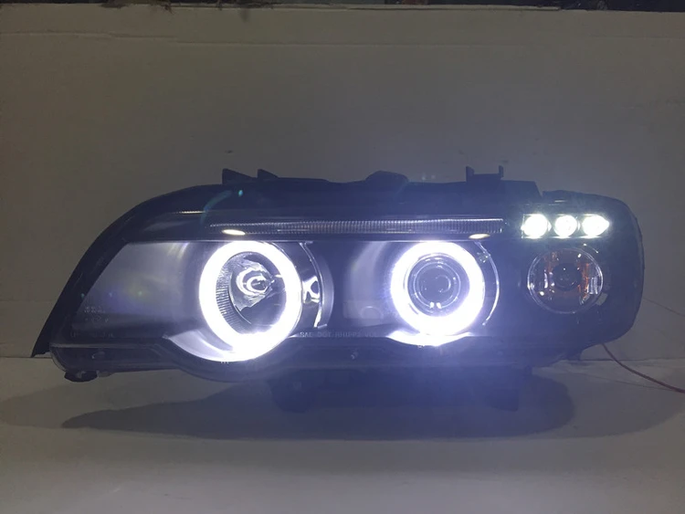 2 шт. фара 1998-2003 год для BMW для X5 E53 Головной фонарь задний свет глаза ангела черный корпус с HID комплект E53 передние лампы