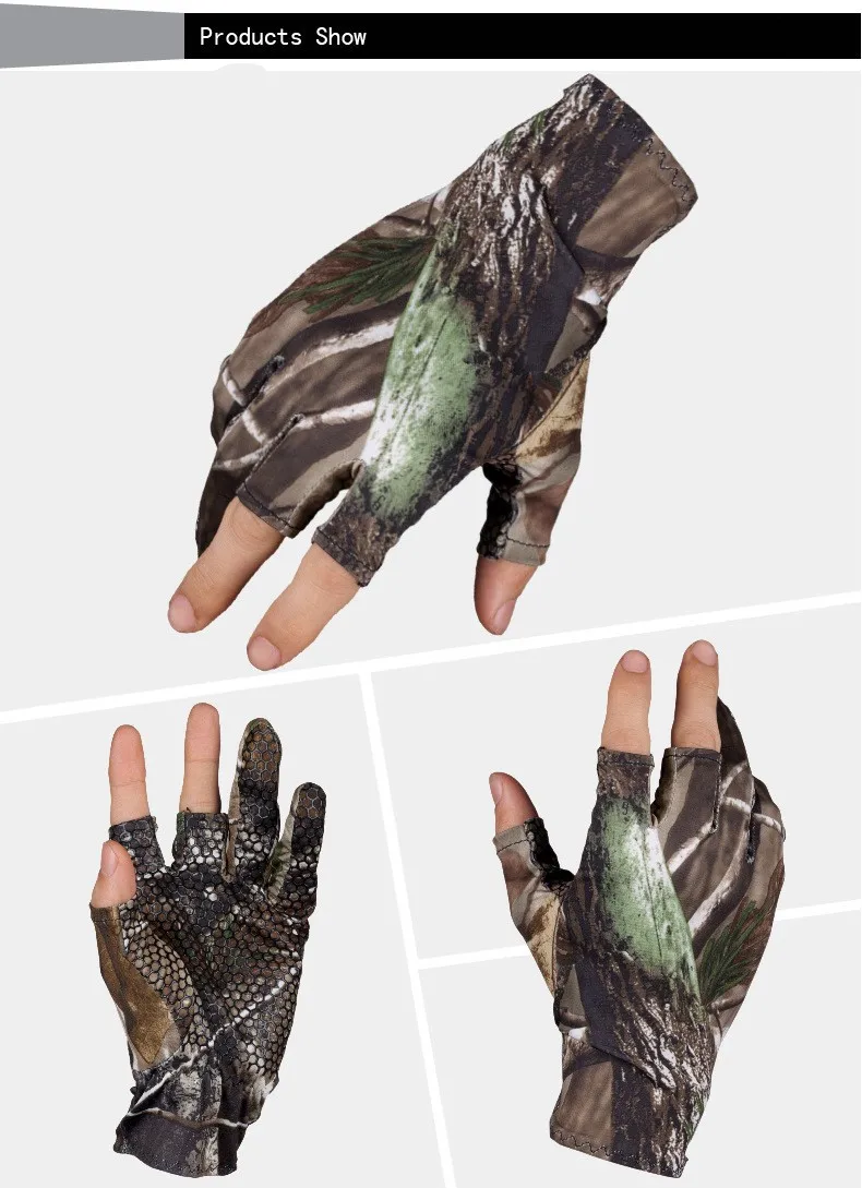 Перчатки без пальцев для охоты камуфляжные эластичные перчатки летние перчатки для рыбалки водонепроницаемые противоскользящие дышащие камуфляжные перчатки Удобная перчатка