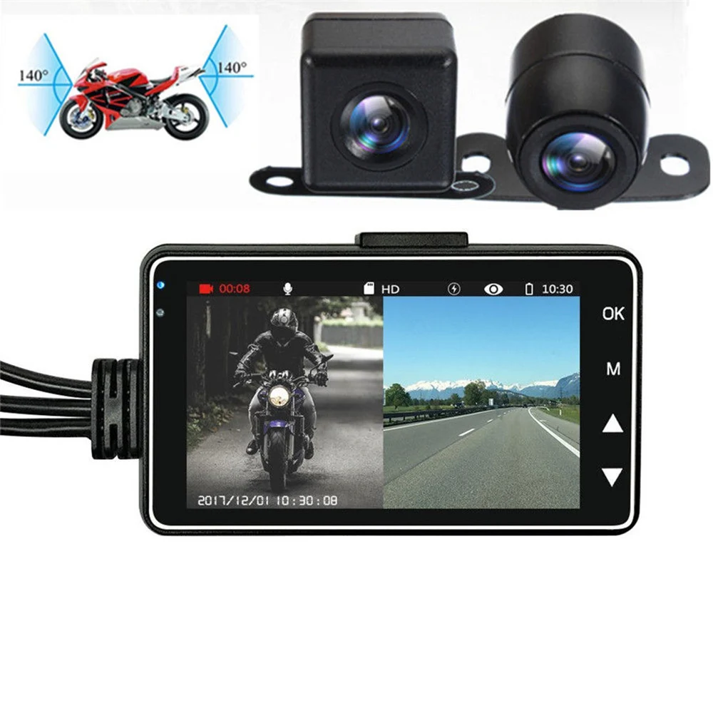 

3 Inch LCD Screen Dual Camera Video Recorder Car DVR Durable Full Clarity Driving Recorder Motorcycle Waterproof