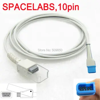 

Free shipping SpO2 extension cable compatible SPACELABS,square10pin connector