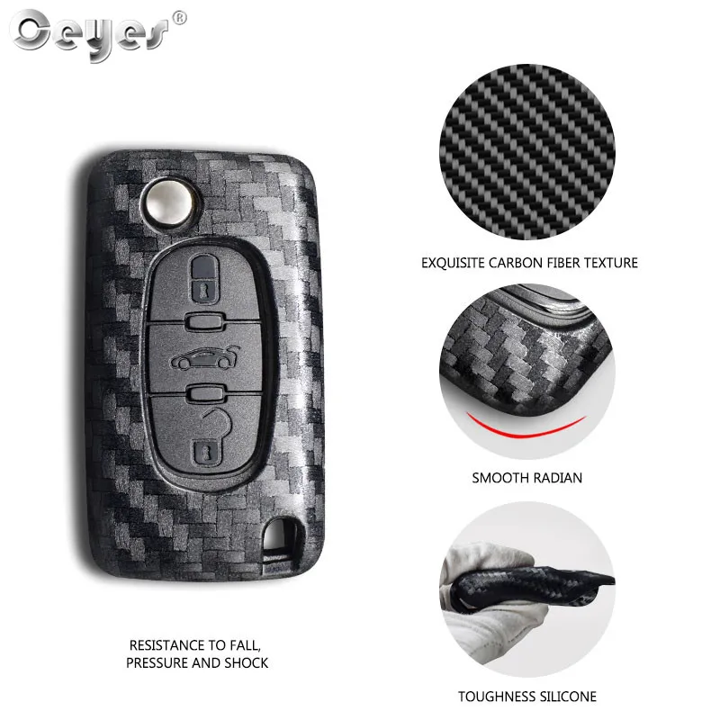 Carbon fiber key cover for CITROEN (2)