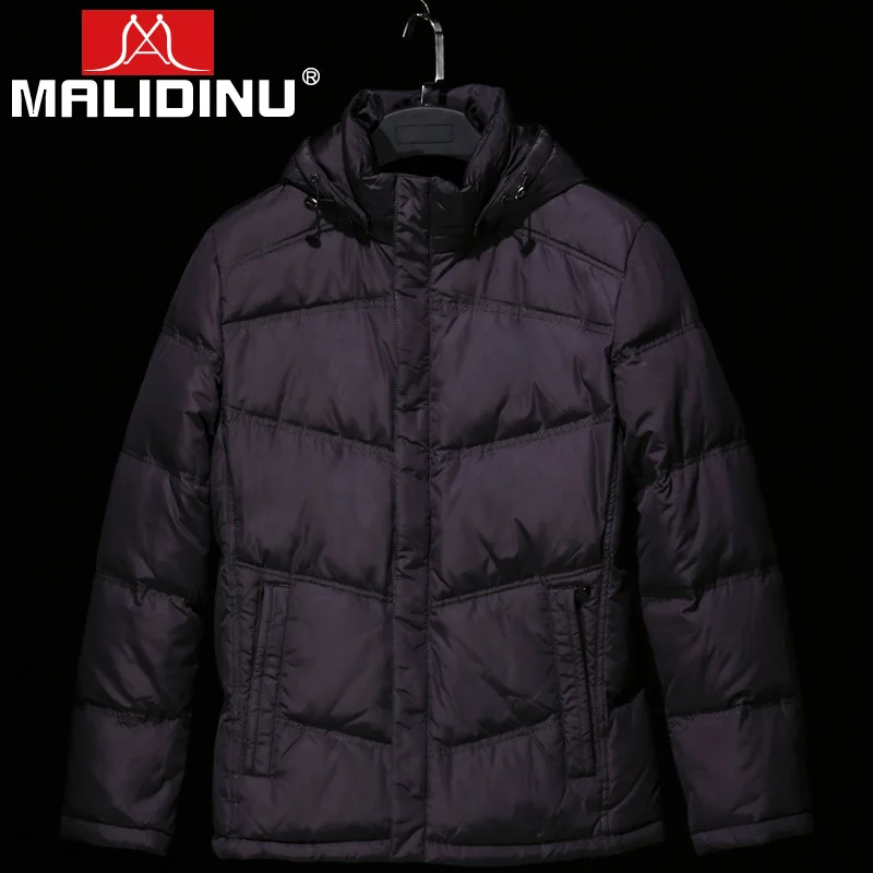 

MALIDINU 2019 Men Down Jacket Winter Jacket Men Down Coat 70%White Duck Down Detachable Hood Down Parka Goose Jacket Men Russian