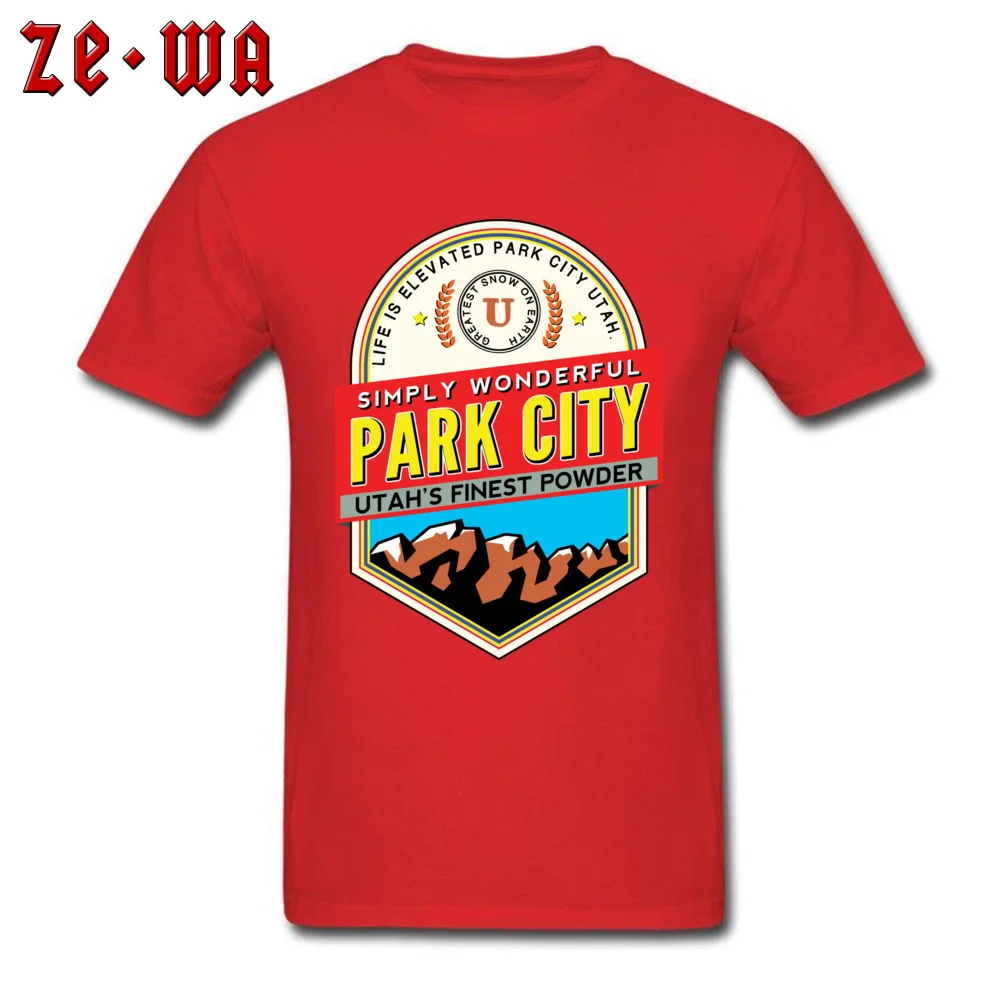 3D Printed 100% Cotton Men Short Sleeve T Shirt Custom Summer Fall T-Shirt comfortable T Shirt Coupons Round Neck PARK CITY UTAH SKIING MOUNTAINS SKI SNOWBOARD red