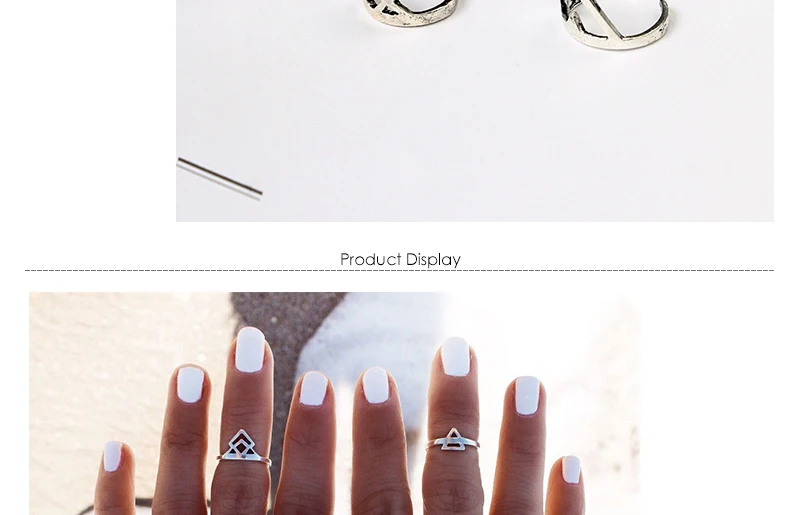 AYAYOO Vintage Wedding Ring Set Hollow Antique Silver Lucky Midi Rings Women Boho Jewelry Gypsy Adjustable Knuckle Ring 6pcs (3)