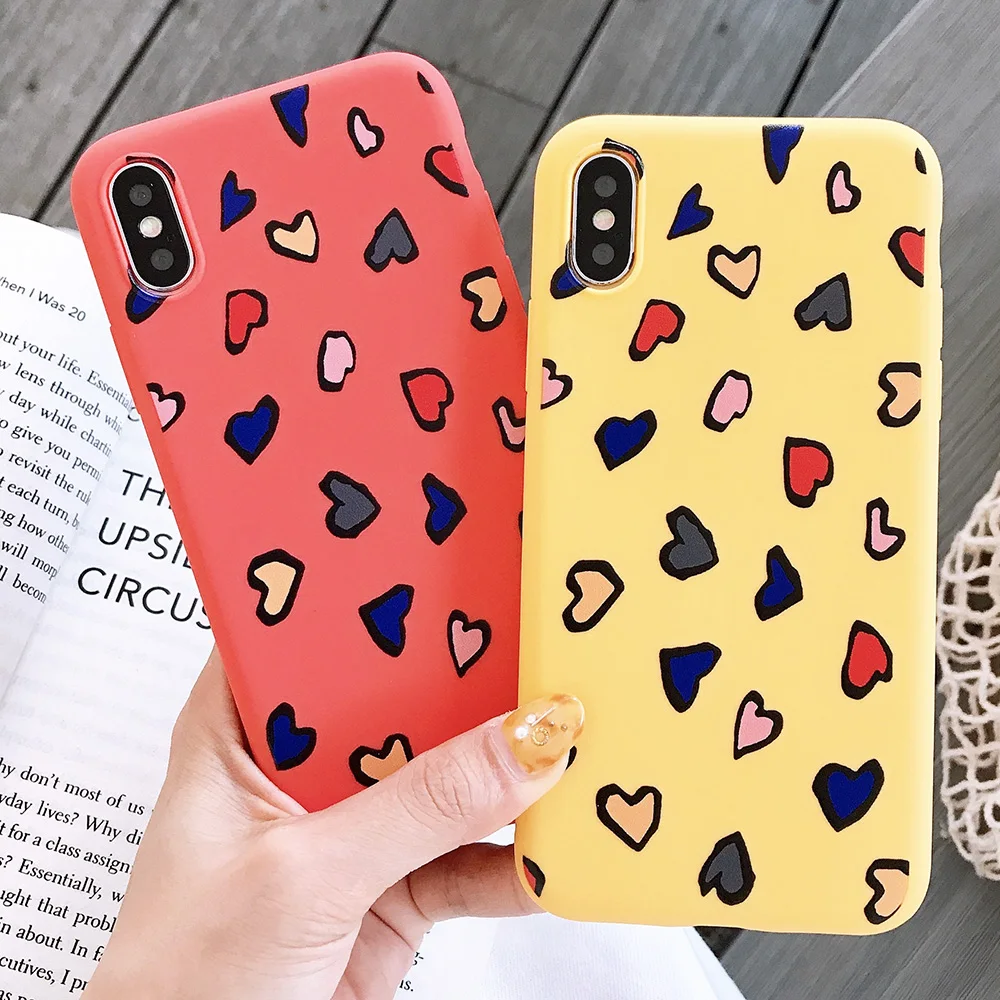 KIPX1116_7_JONSNOW Phone Case for iPhone X XS XR XS Max 6 6S 7 8 Plus Painted Heart Leopard Style Frosted Soft Silicone Cover Cases Capa Fundas