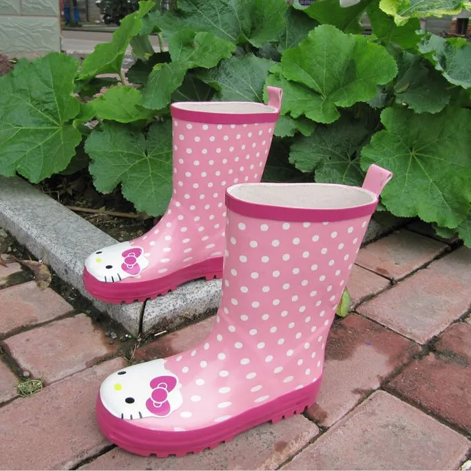 HELLO Kitty Girls Rain Boots 2015 Cartoon Princess Antiskip Kids Rubber