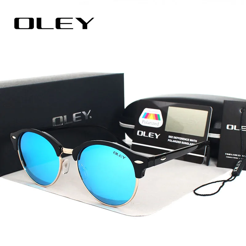 Женские и мужские винтажные очки OLEY круглые поляризационные солнцезащитные