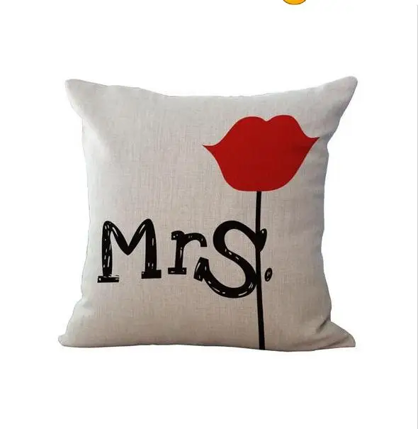 Материал из хлопка и льна с рисунком пара Mr Mrs Микки Мышь mr. Right Подушка Чехол домашний текстиль