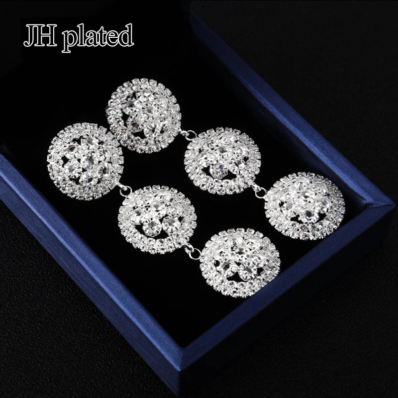 

JHplated New fashion Earrings Silver color flash Crystal rhinestone jewelry Gifts wedding Party best Bride earrings