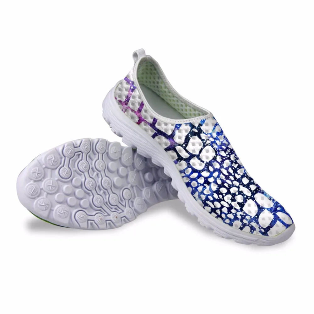 

Noisy Designs for Women for Girls for Childrens Summer Mesh Shoes Slip-on Lightweight Breathable Casual Shoes Blue Hollow Print