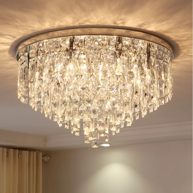 

Modern crystal lamp round ceiling lamp bedroom lamp creative restaurant lamp atmosphere home living room Ceiling Lights