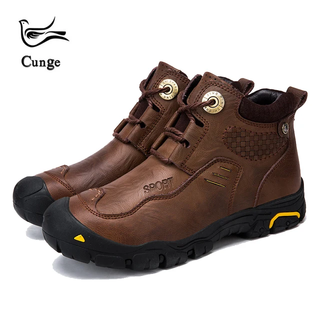 cunge new Handmade leather shoes Mens Army Boots Genuine Leather Waterproof warm Cowhide Shoes Combat winter Tactical Ankle Boot