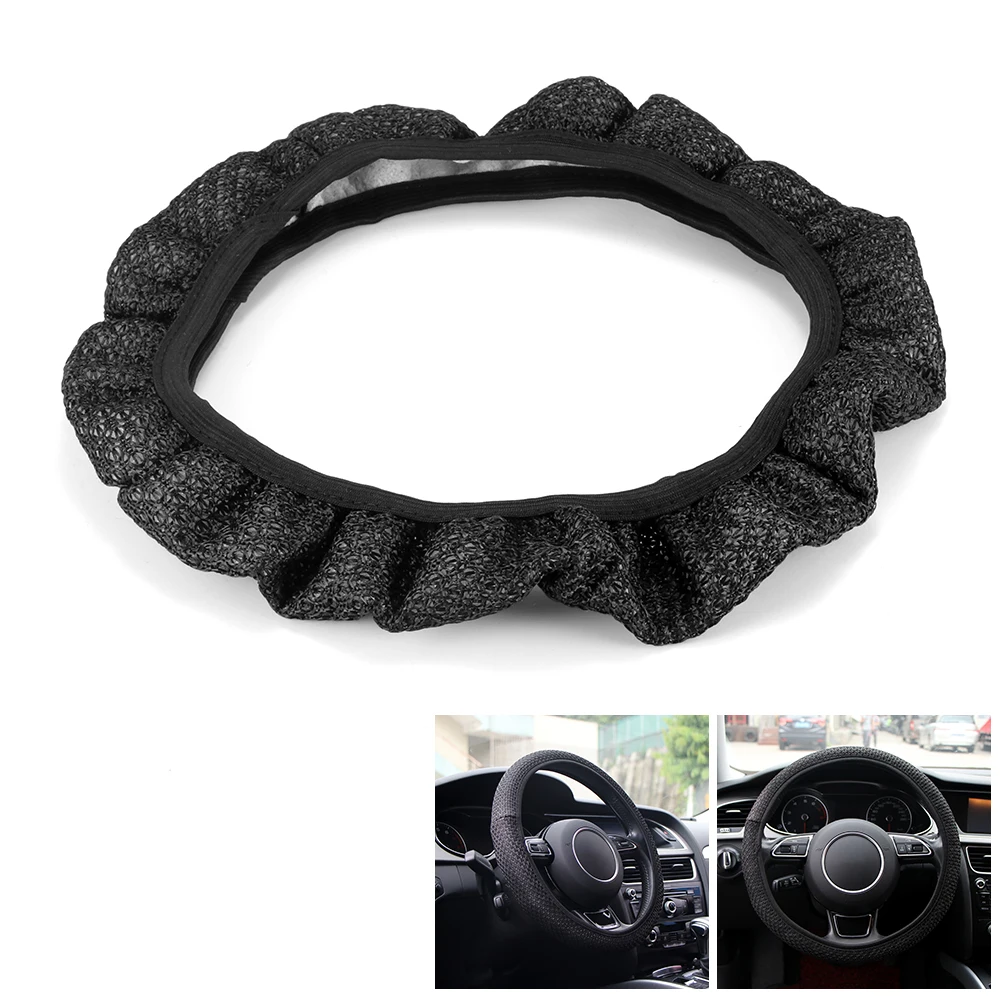 Auto Steering Wheel Cover Universal 15 inch Fabric Breathable Anti Slip