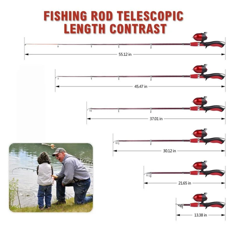 1,4 м выдвижной мини Портативный 6-секции телескопической рыболовной удочки для рыбалки со стеклотканью Полюс Морская рыбалка спиннинговое удилище красный/синий; Новинка