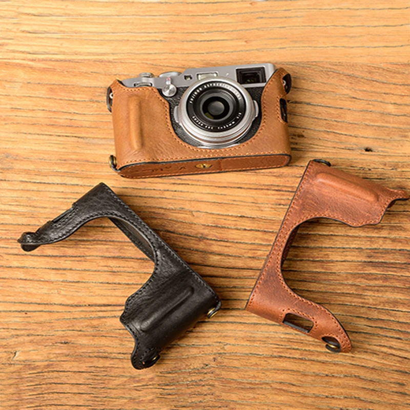 [VR] чехол для камеры из натуральной кожи ручной работы с открытой батареей FujiFilm