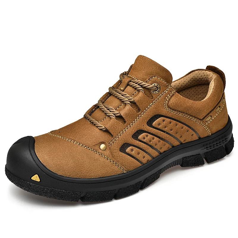Обувь из натуральной кожи; мужские Нескользящие ботинки на резиновой подошве; удобные осенние ботильоны на шнуровке; Уличная Повседневная мужская обувь