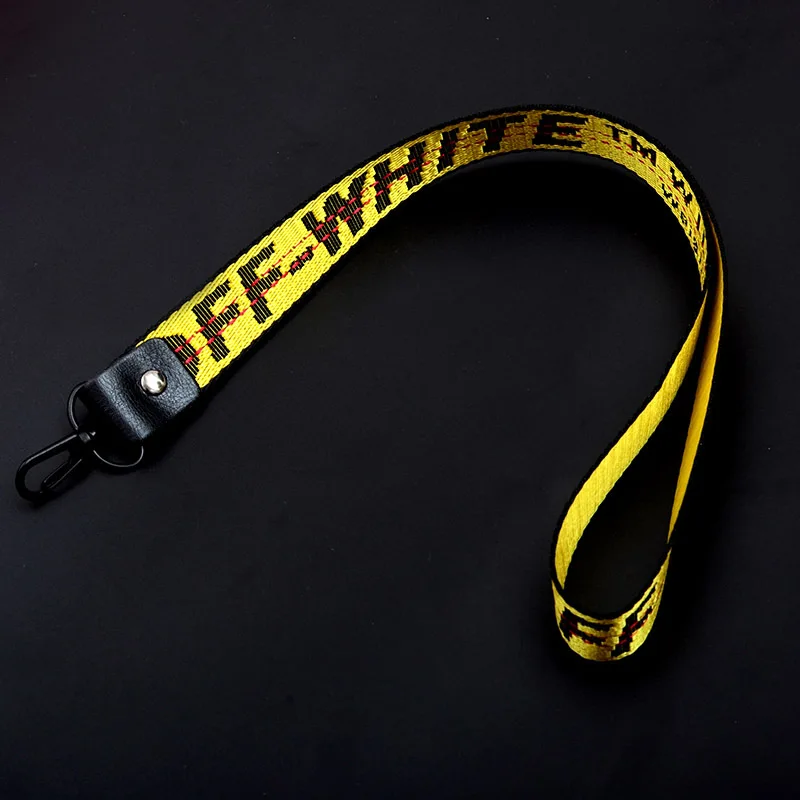 Белый ленточный брелок с буквами, Женский чехол для телефона, длинный и короткий ремешок, простой модный кошелек, Брелки для женщин - Цвет: Long yellow