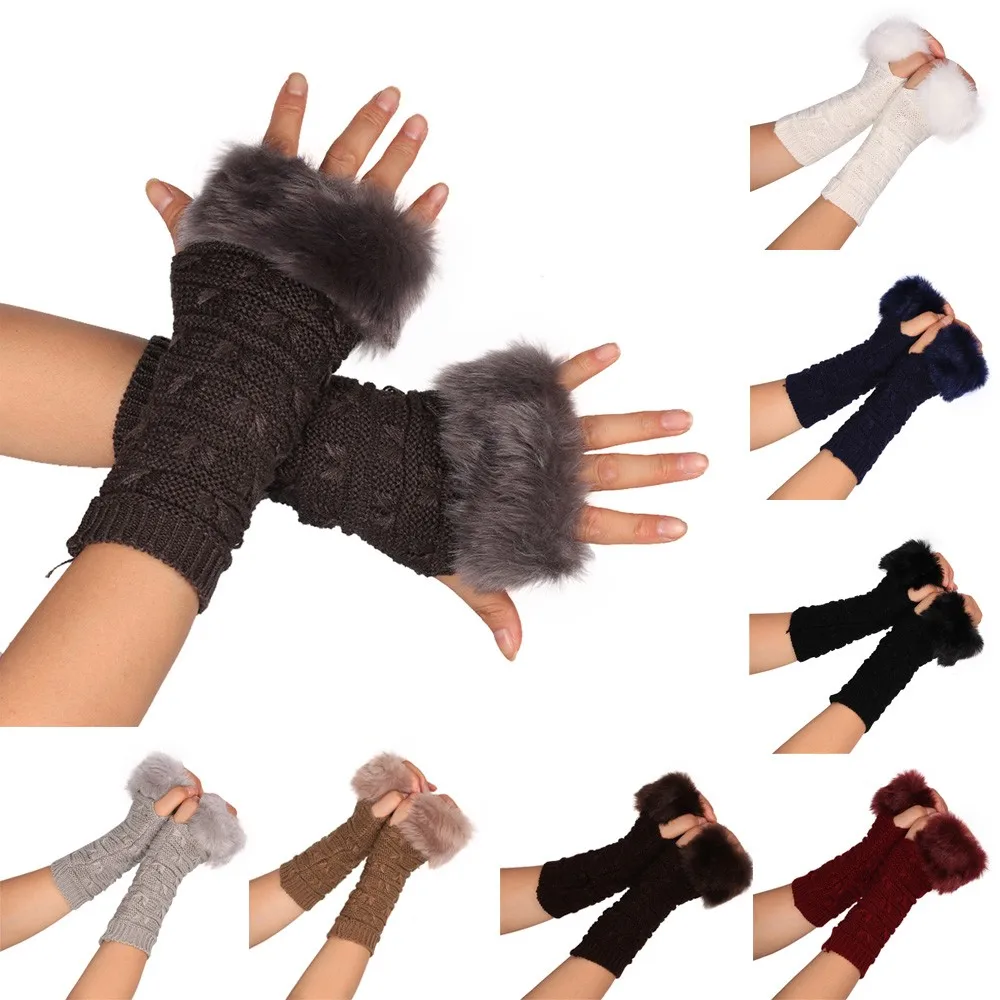 

Butterfly Knitted Arm Fingerless Winter Gloves Soft Warm Mitten mujer guantes mujer woman winter gloves перчатка