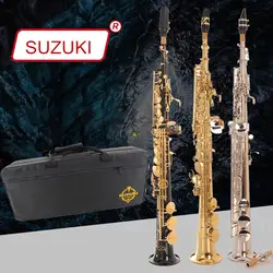 Япония НОВЫЙ Саксофон сопрано SUZUKI LSS-660 B без каблука saxofone черный никель золото прямые Sax музыкальный инструмент professional чехол
