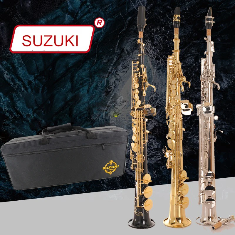 Япония НОВЫЙ Саксофон сопрано SUZUKI LSS-660 B плоский saxofone черный никель золото прямой