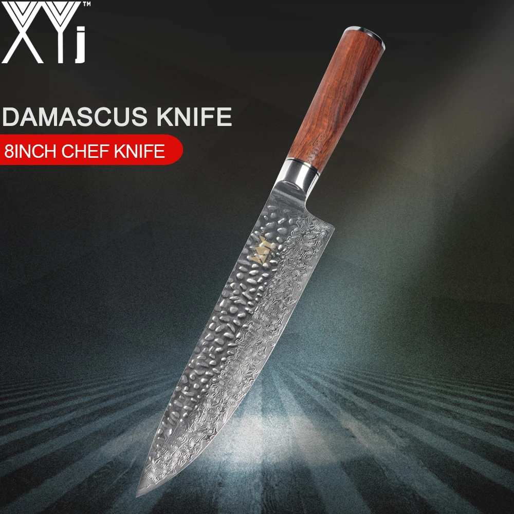 

XYj 8 inch Chef Kitchen Cooking VG10 Damascus Knife Japanese Kitchen Cooking Tool Accessories Wood Handle Knives Damascus Steel