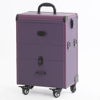 Новые косметички визажиста с колесом, набор инструментов для макияжа ногтей, чехол Ролли с роликом, косметичка для путешествий, чехол для чемодана - Цвет: purple