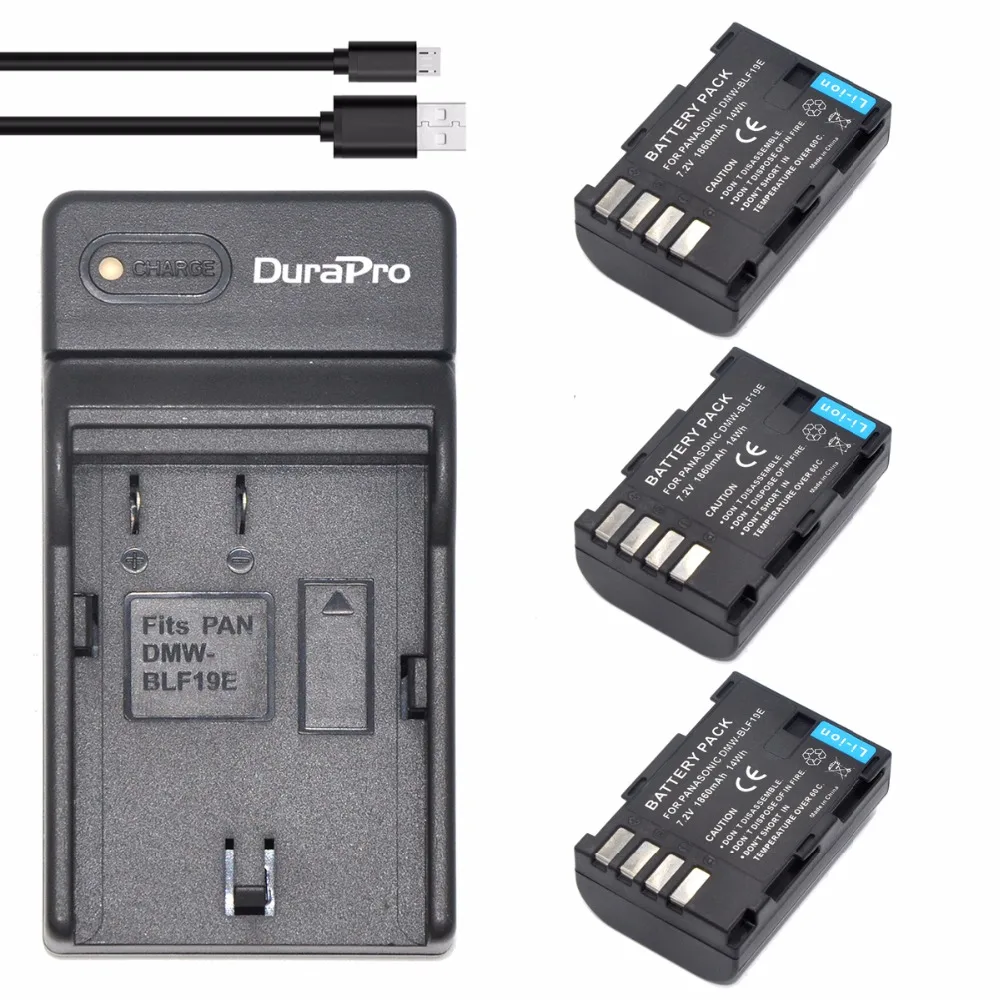 3 шт. DMW BLF19 литий ионная аккумуляторная батарея + USB зарядное устройство для камеры