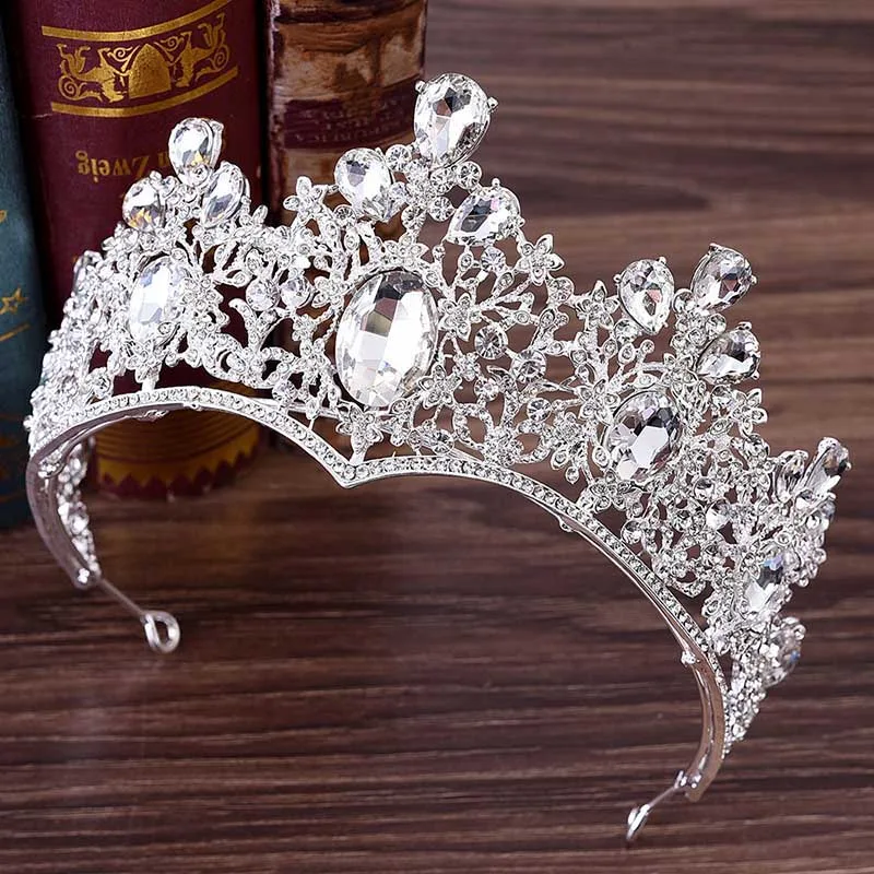 Tiaras y coronas de lujo para novia, diadema barroca de Reina, cristal