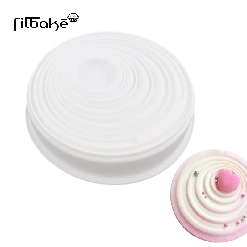 

Vague Circular Corrugated Shaped Freezing and Baking Decorating Bakeware Cake Mold 3D DIY Silicone Muffin Pan Non-Stick