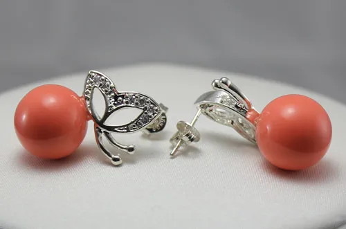 

Latest Round Shell Pearl With Butterfly-shape Stud Earring ER00035 12mm