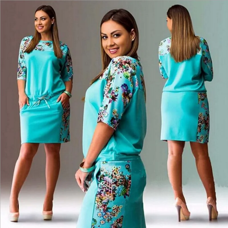 

5XL 6XL Large Size 2018 Summer Dress Big Size Print Dress Blue Red Yellow Straight Dresses Plus Size Women Clothing Vestidos