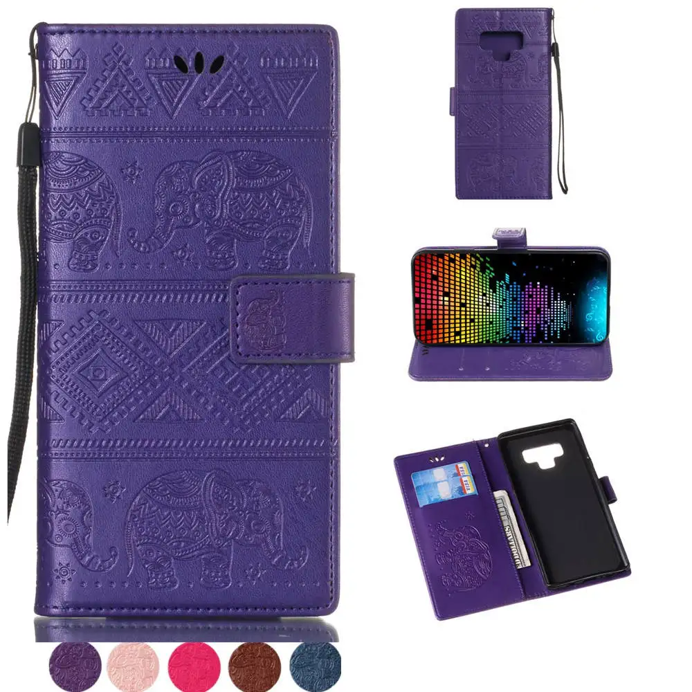 

Luxury Flip CASE For Samsung Note9 Note8 Case PU Leather Card Wallet Stand Cover samsung Note 9 note 8 Elephant Embossed case