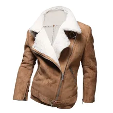 Winter Jacken 2016 Männer Mode Wärmen Dicker Lammwollmantel Hohe Qualität Wildleder Kurze Über Mäntel Camel Zipper Herren windjacken