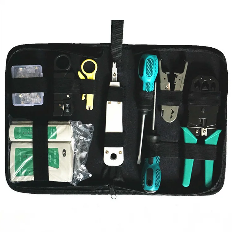 

9 Pcs Network LAN Cable Computer Maintenance Repair Tool Kit Cable Tester Screwdriver Wire Stripper RJ45 Connector Tools
