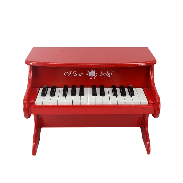 Brinquedo piano infantil clássico para bebês em madeira com banco e suporte  para música rosa em 30 teclas - AliExpress