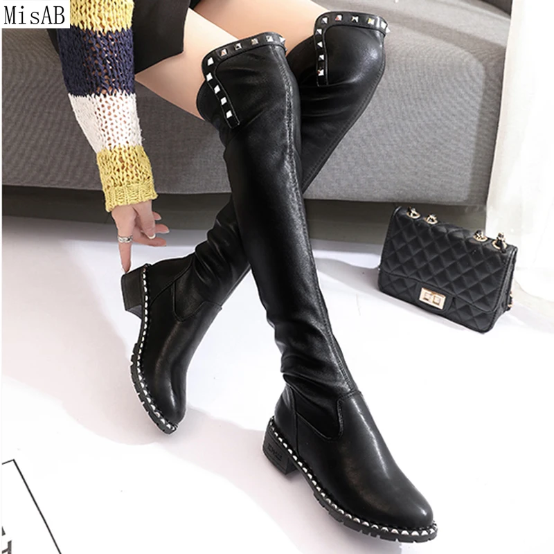 

Women Boots Autumn Winter Slim rivet Boots Sexy Over The Knee High Heels Snow Boots Women's Fashion Thigh High Boots Shoes New
