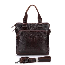 Известный дизайнер крокодиловый узор Мужская сумка из натуральной коровьей кожи вертикальный портфель на ремне деловая сумка-тоут сумочка