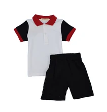 Ladou Boys embroidered Tshirt And Stripe Shorts 2Pieces Clothes Set Kids Outfits