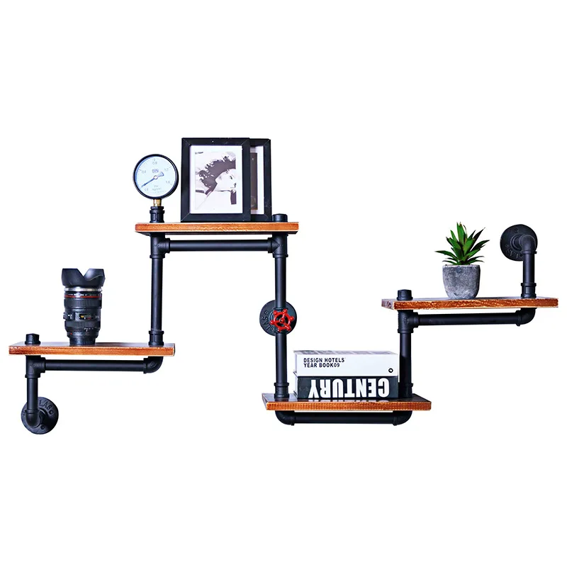 

Antique waterpipe iron shelf organizer vintage industrial style wall shelves plates storage rack storage for sundries