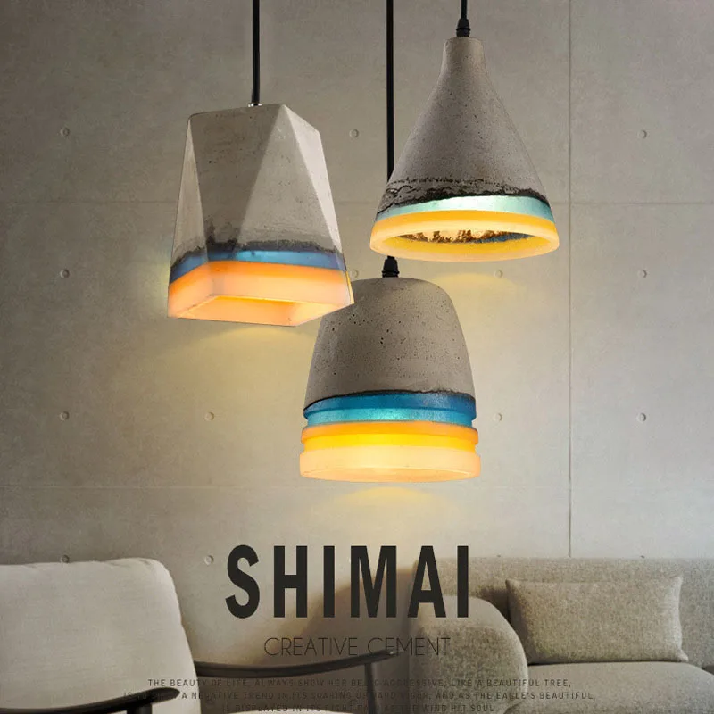 Contemporary Concrete Pendant Light Hanging Vintage Creative Cement Pendant Lamp E27 E26 Socket Drop Lighting For Restaurant Bar (8)