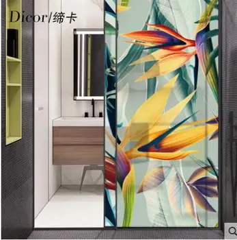 

New leaf set custom opaque electrostatic frosted glass sticker explosion-proof window sliding door bathroom window balcony -35