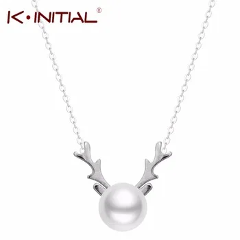 1Pcs 925 sterling Silver Deer Antlers Necklace Deers Horn Necklaces for Women Fashion Chain Jewelry Pearl Necklaces & Pendant