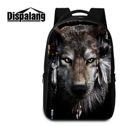 Dispalang мужские backbag 3D животных Волк печать ноутбук рюкзак студентов Школьные ранцы для подростков детская сумка для ноутбука