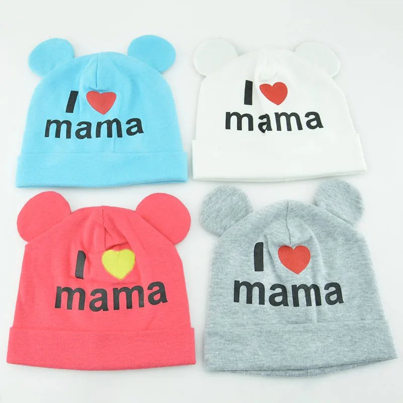 Beautiful I Love Mama Print Kids Beanie Variations 1