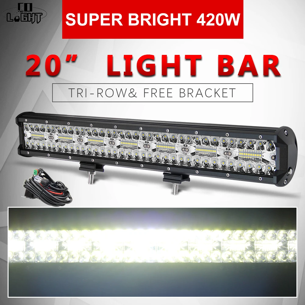 

CO LIGHT 20 inch 3 Rows 4x4 LED Bar 420W 7D Combo LED Work Bar Light for Tractors Boat Offroad 4WD Truck SUV ATV Driving 12V 24V