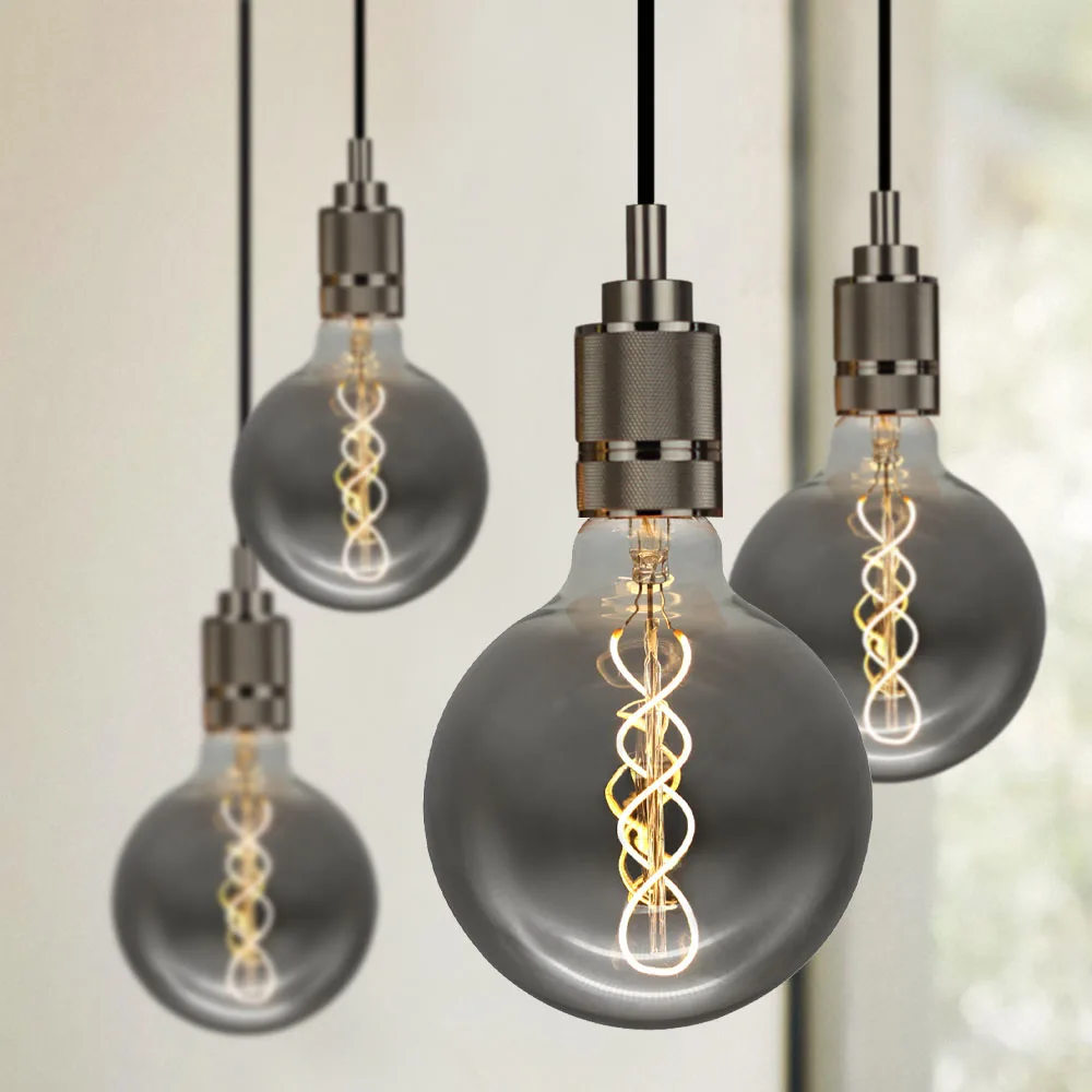 

TIANFAN Edison Bulbs Vintage Light Bulb G125 Led Bulb Spiral Filament 4W 2700k 220V E27 Decorative Light Bulb Dimmable Smoke