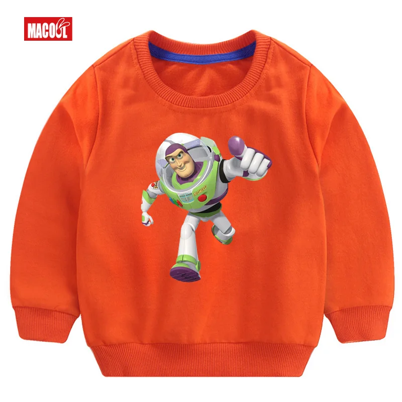 

Boys orange Long Sleeve Pullover Tops Play toy story camiseta Boy/girl Tops Breathable Comfort Funny Long Sleeve Pullover