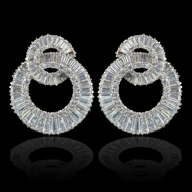 New Double Circle Design Luxury Brand Aaa Cubic Zirconia Earrings New Double Circle Design Luxury Brand Aaa Cubic Zirconia Earrings For Women High Quality Cz