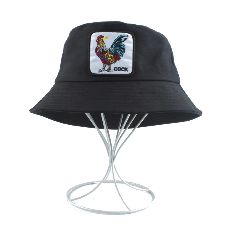 Животное петух вышивка Панама ведро шляпы для мужчин женщин хип хоп козырек кепки Открытый Пешие прогулки Рыбалка лето шляпа от солнца