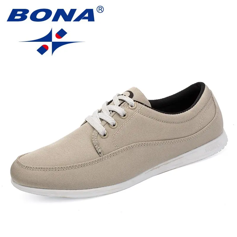 BONA/Новинка; классическая Стильная мужская повседневная обувь; парусиновая Мужская обувь для отдыха; модные мужские кроссовки на шнуровке; удобная обувь; - Цвет: KHAKI